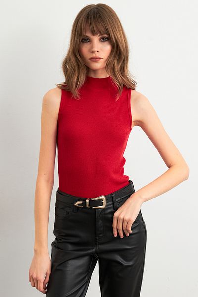 Cool & Sexy Women's Red Sleeveless Blouse - Ga102