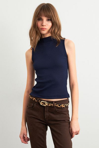 Cool & Sexy Navy Blue Sleeveless Women's Blouse - Ga102