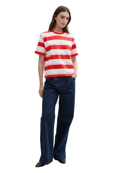 Tom Tailor Denim Proužkované tričko v krabicovém střihu