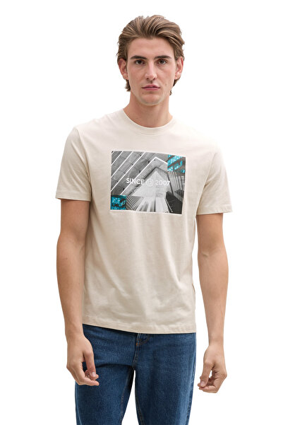 Tom Tailor Denim Beigefarbenes Herren-T-Shirt – Cold Style