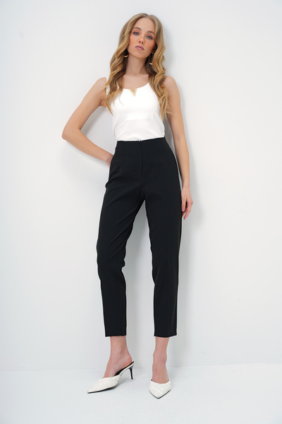 Trend Alaçatı Stili Women's Black High Waist Carrot Pants Alc-X12656