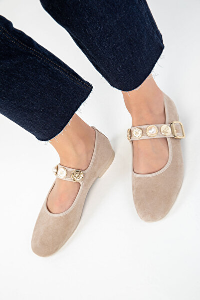 SOHO Bézs velúr női balerinák 20200