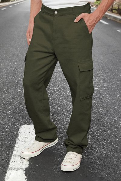 Trendyol Collection Khaki Men's Baggy Pants with Cargo Pockets Tmnss24Pl00021