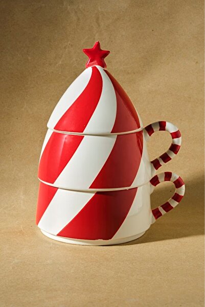 Karaca New Year Yılbaşı Ağacı Kupa Seti Kırmızı 400 ml