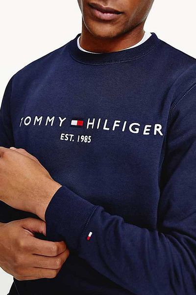 Tommy Hilfiger Pánské rukávy z organické bavlny s logem značky a podpisem značky na hrudi a Brand Flag Det