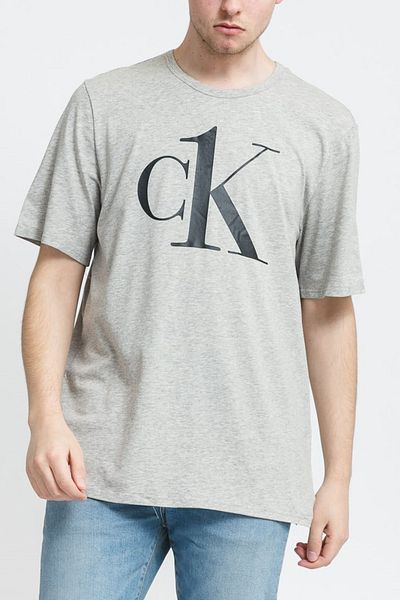 Calvin Klein Tričko S/S Crew Neck Grey Heather Black Logo