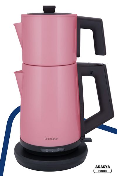 GOLDMASTER Acacia Pink XL 2200 Watt Patented Drip-Free Design Steel Tea Machine and Kettle