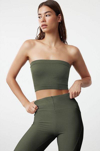 Trendyol Collection Khaki Seamless/Seamless Light Support/Shaping Strapless Knitted Sports Bra TWOAW20BS0018