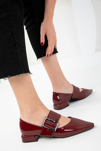 SOHO Claret Red Patent Leather Women's Classic Heeled Shoes 20223