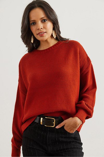 Olalook Női csempe Crew Neck Links Kötött kötöttáru pulóver KZK- 19000870