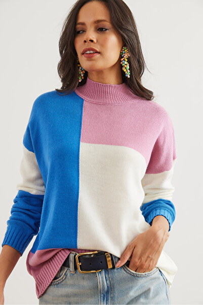 Olalook Pink Blue Women's Knitwear Sweater - Kzk- 19000821