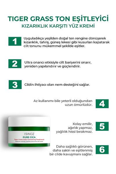 SİNOZ 15 ml Pure Cica Tiger Grass Tone – gleichmäßige und intensiv reparierende Gesichtscreme