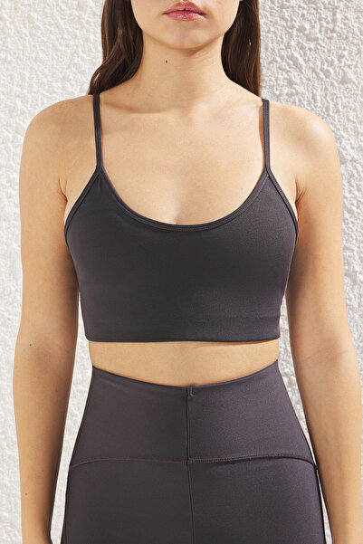 Trendyol Collection Smoked Medium Support/Shaping Rope Strap Knitted Sports Bra Thmss25Ss00011