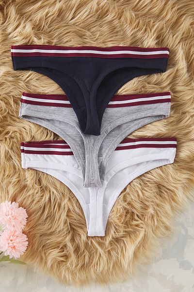 Trendyol Collection Συσκευασία με 3 βαμβακερά στρινγκ εσώρουχα Navy Blue-Πολύχρωμα THMSS25KU00034