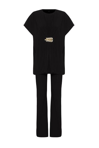 Trendyol Collection Black Knitted Bottom-Top Suit Tprss25Au00001