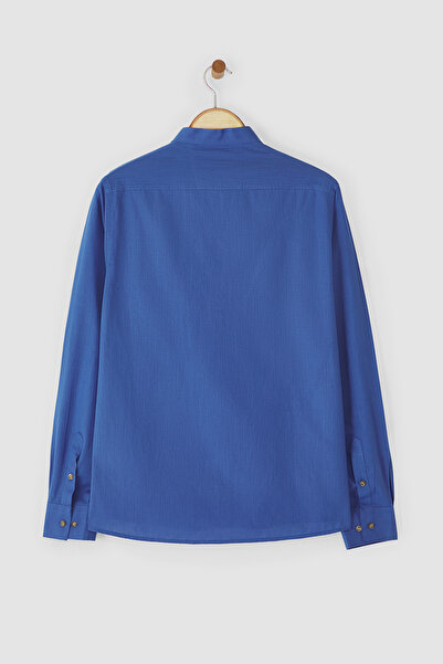 Trendyol Collection Tmavě modrá košile Slim Fit Half Placket - Tmnss20Go0097