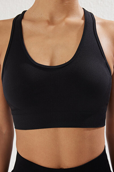 Trendyol Collection Μαύρο Seamless/Seamless Backed/Shaper Πλεκτό Αθλητικό Σουτιέν με Χοντρό Λουράκι THMSS25SS00015