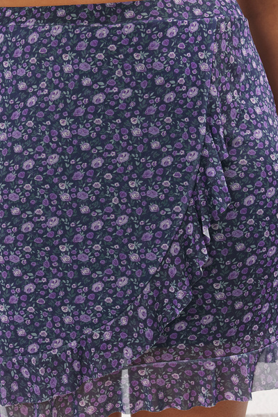 Trendyol Curve Fusta mov cu volane Fusta tricotată din tul de mărime mare TBBSS25AZ00005