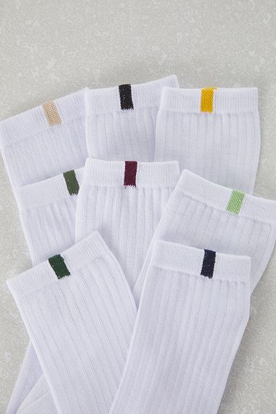 Trendyol Collection Weiße 8er-Pack lange Unisex-Socken aus strukturierter Baumwolle mit Farbblock TMNAW24CO00019