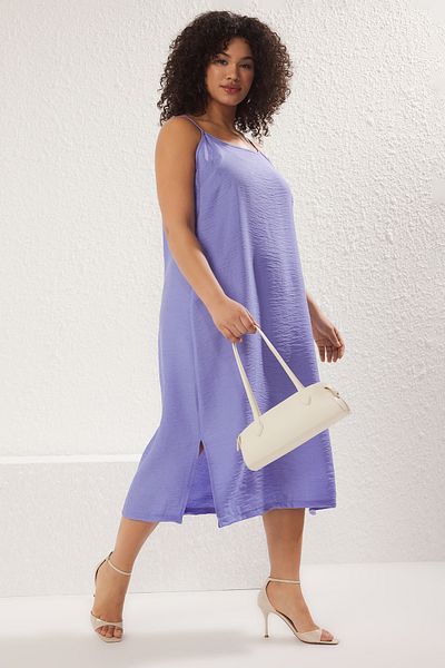 Trendyol Curve Μωβ Shally Woven Φόρεμα Plus Size
