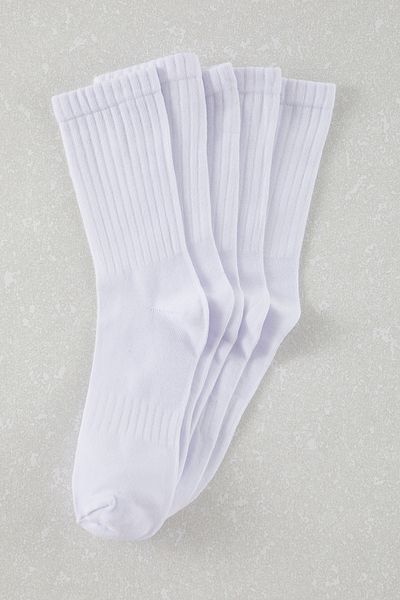 Trendyol Collection Weiße Unisex 5er-Pack Baumwolle strukturierte College-/Mittelsocken TMNAW25CO00011