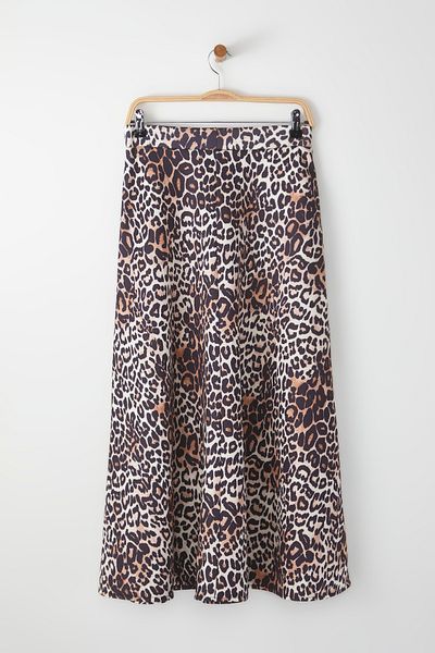 Edit by Trendyol Langer Rock mit Leopardenmuster aus Scuba-Stoff – TEDAW25EE00008