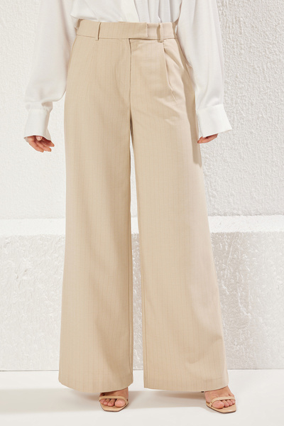Trendyol Collection White Striped Wide Leg/Wide Leg Woven Pants Twoss25Pl00033