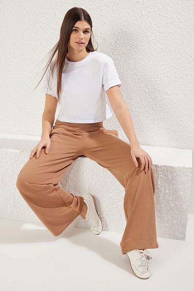 Trendyol Collection Extra High Waist Wide Leg Stone Color Trousers - Twoaw25Pl00026