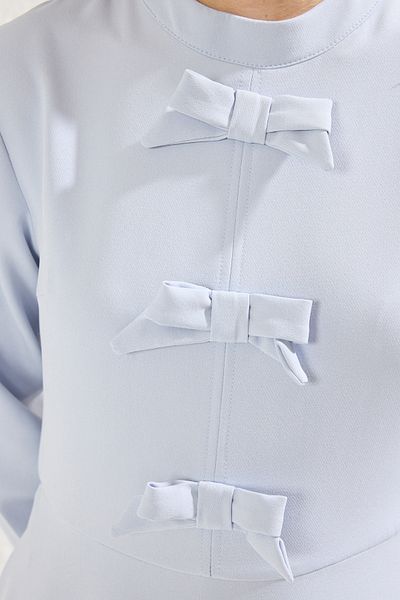 Trendyol Modest Světle modré nepodšité hladké tkané šaty Finike Hidžáb Tctss25Eb00021