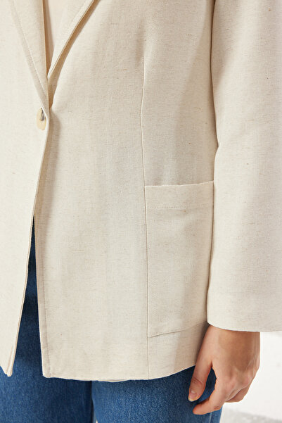 Trendyol Modest Πέτρινο λινό υφαντό μπουφάν TCTSS25CK00005