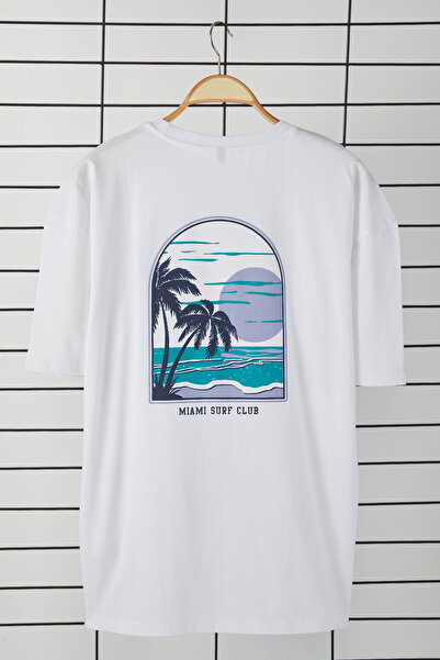 Trendyol Collection Übergroßes weißes T-Shirt mit Textdruck – 100 % kurze Ärmel TMNSS21TS3559