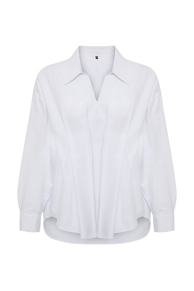 Trendyol Collection Limited Edition Ecru Ribbed Detail Woven Blouse Twoss25Bz00362