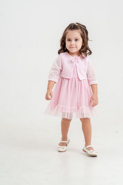 Eray Kids Baby Girl Polka Dot Floral Buckle Dress with Bolero