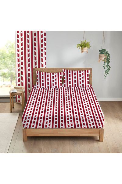 Evmila Heart Patterned Printed Double Sheet Set 180X200 cm