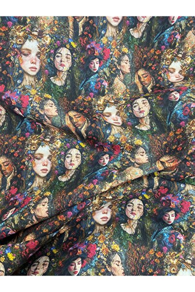 Favor Nakışlı Vintage Kadınlar Desenli Kumaş