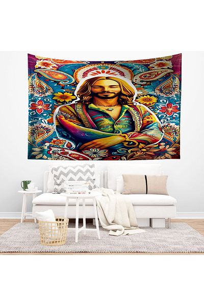 Else Dekor Men's Patterned Hippie Floral Wall Cover - Tapestry