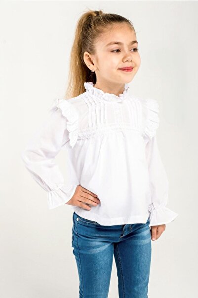 Trend Baby Kids Kız Çocuk Özel ( Exclusive) Gömlek Fisto Detay Fırfırlı 4-12 Yaş