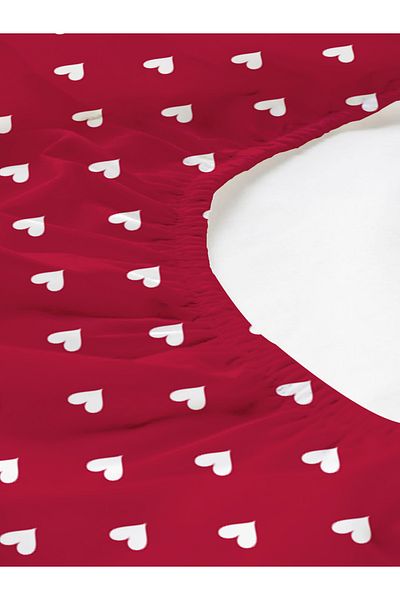 Evmila Heart Patterned Printed Double Sheet Set 180X200 cm