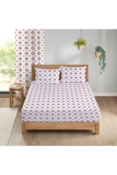 Evmila Heart Patterned Printed Double Sheet Set 180X200 cm