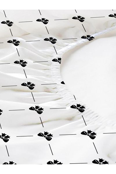 Evmila Bow Patterned Printed Double Sheet Set 180X200 cm