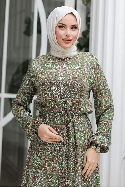 Bestenur Yeral Woven Viscose Dress 1326 - Πράσινο