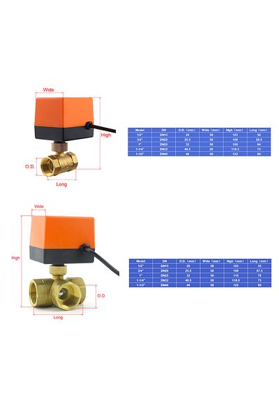 Choice 1/2" Ac220v Two-way 3 Wire - 2 Point Dn15/20/25/32 Ac220v 12v Two/three-way Brass Electric Ball Valv