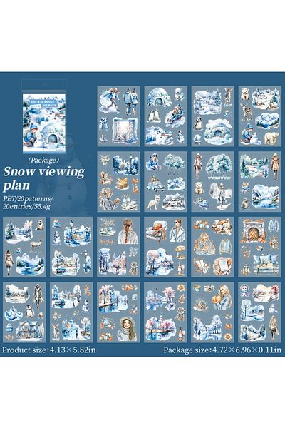 Choice 3 20 Sheets Pet Die Cut Stickers Book Four Seasons Scenery Decorative Handmade Scrapbooking Materia.