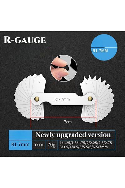 DUTRIEUX R1-7 Stainless Steel R Gauge Complete Set Rounding Measuring Instrument High-precision Radius Gauge