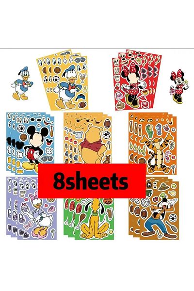 Choice 8zd008-8sheets 8/16sheets Disney Mickey Mouse Puzzle Stickers Micke Make-a-face Funny Assemble Jigsa