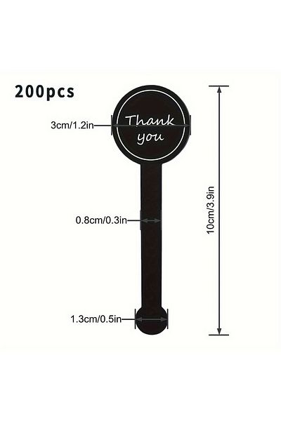 Choice 200pcs 100/200pcs Black Thank You Long Sealing Sticker Pudding Bottle Sticker, Baking Box Label Stic