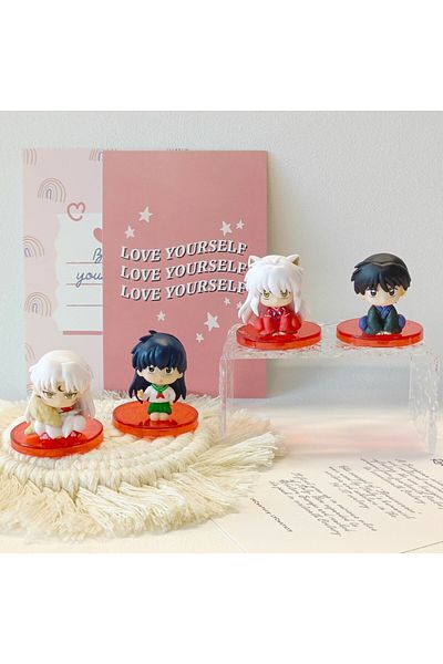 Choice White 4pcs/set Anime Inuyasha Figure Toy Kikyo Sesshoumaru Higurashi Kagome Cartoon Doll Kids Gift