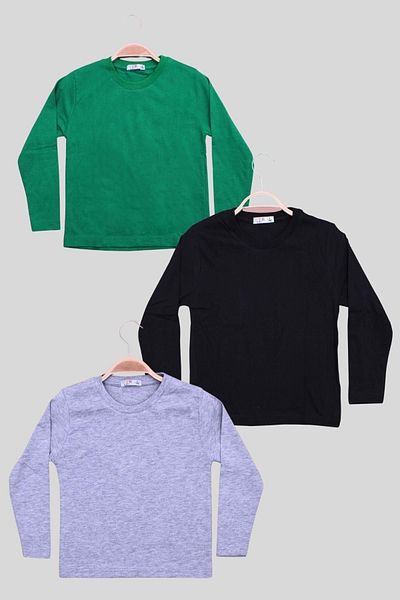 FYK KİDS PACK DE 3 HORICAȚE UNISEX DE BAZĂ UNISEX CU MECĂ LUNGĂ