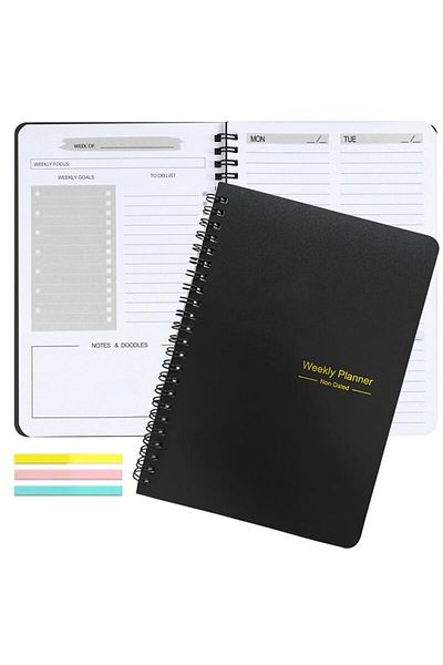 Choice Blcak And 40 Indexes Undated Weekly Planner A5 Weekly Goals Spiral Binding Notebook Planner Agenda R