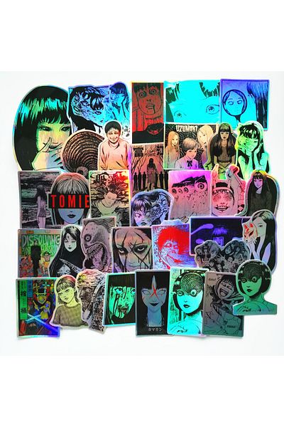 Choice 50pcs 50pcs Laser Anime Tomie Stickers Aesthetic Graffiti Decals For Motorcycle Skateboard Laptop Ca